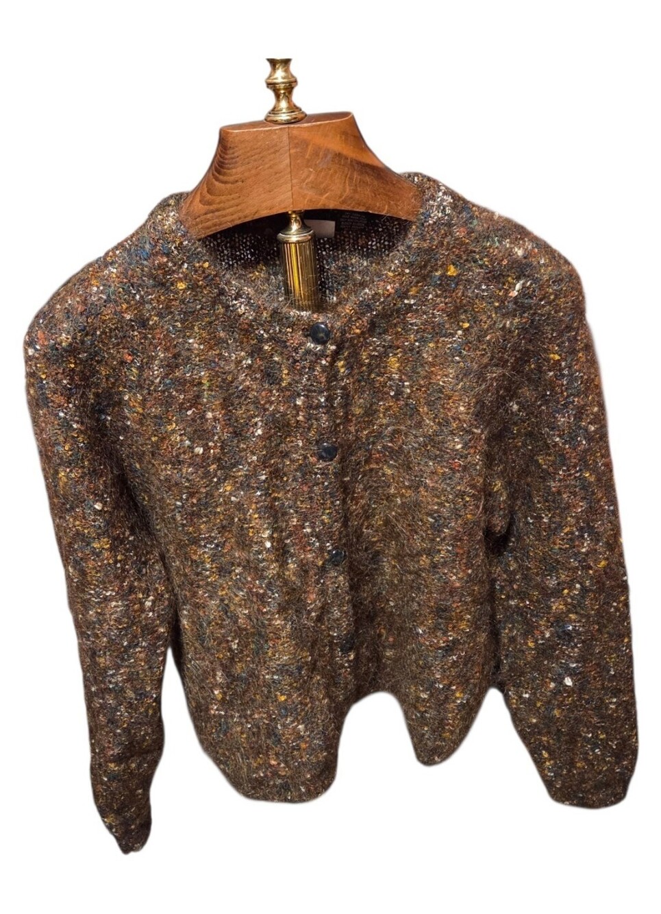 Vintage Paul Et Duffier Brown Speckled Mohair Blend Cardigan Sweater Size Large